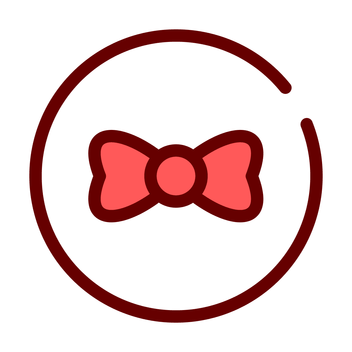 flat line art icon of a bow tie inside a circle
