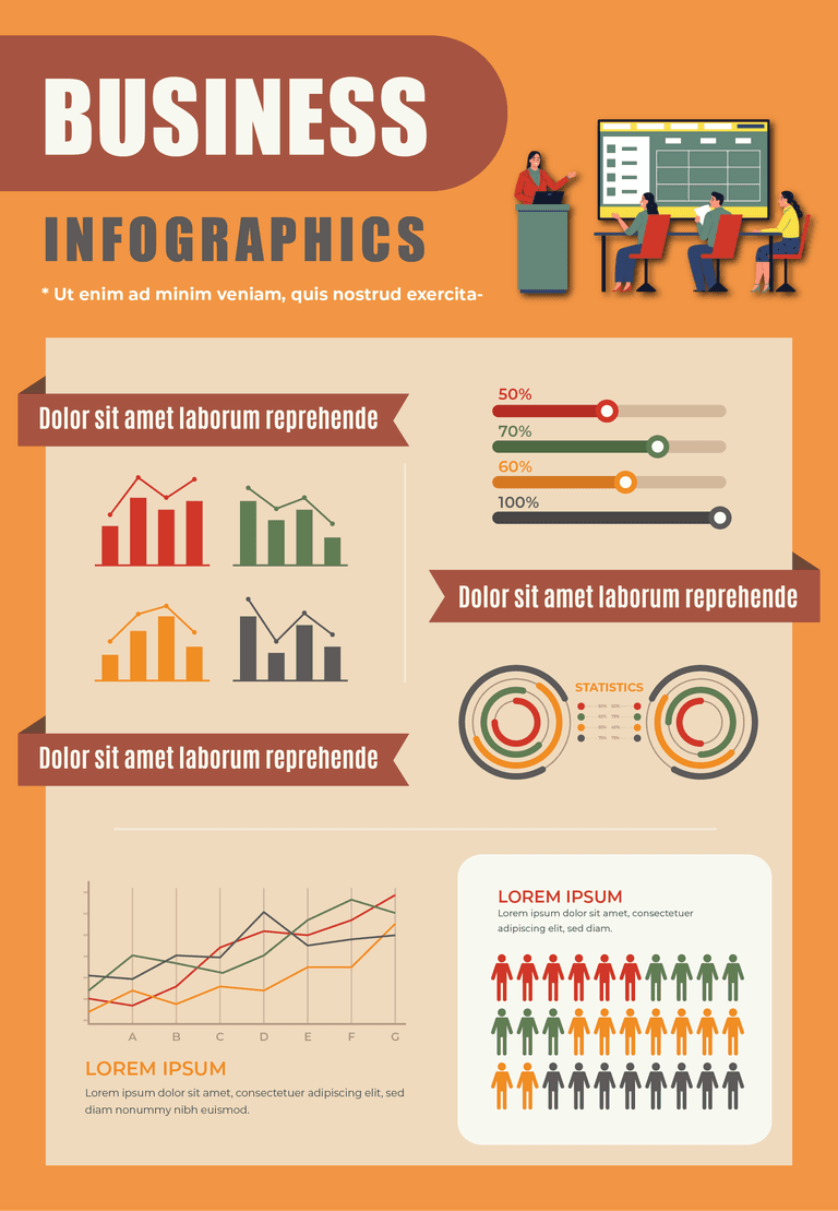 professional infographic template with clean layouts, charts, and icons for versatile data presentations