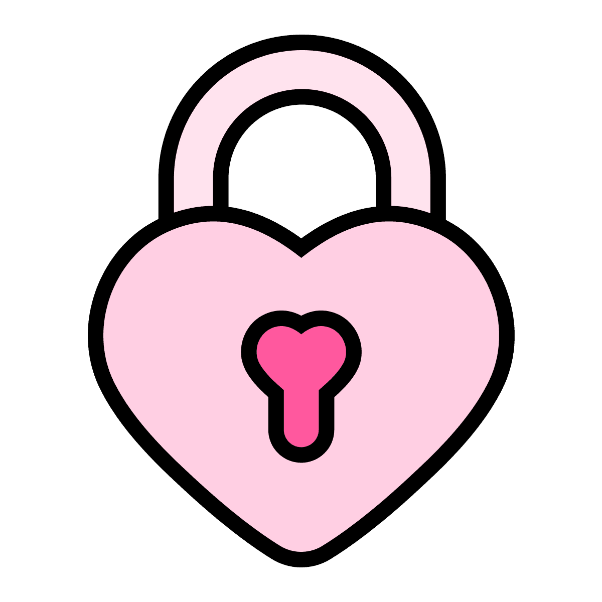 playful minimal heart padlock illustration in pink