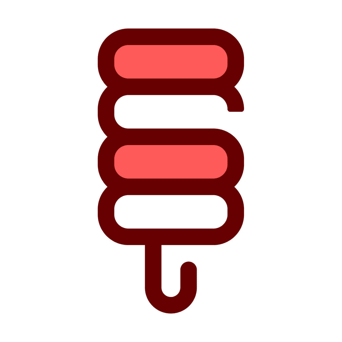 flat line art icon of a skewer with three pieces