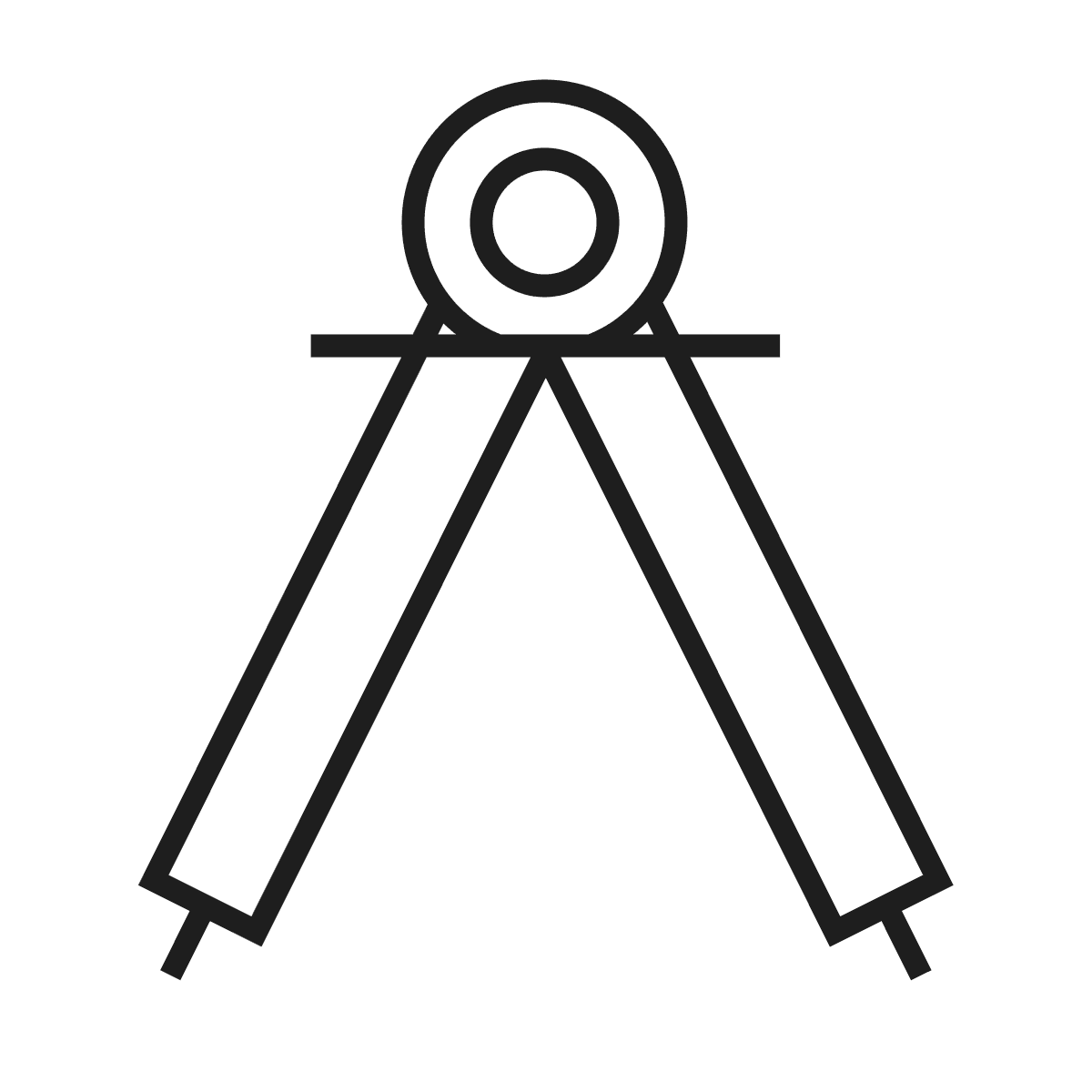 flat drawing compass icon for geometric shapes