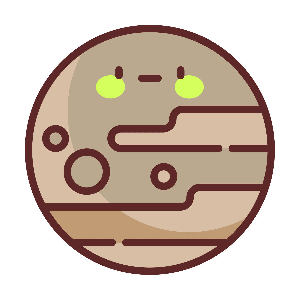 cute cartoon planet icon with rings