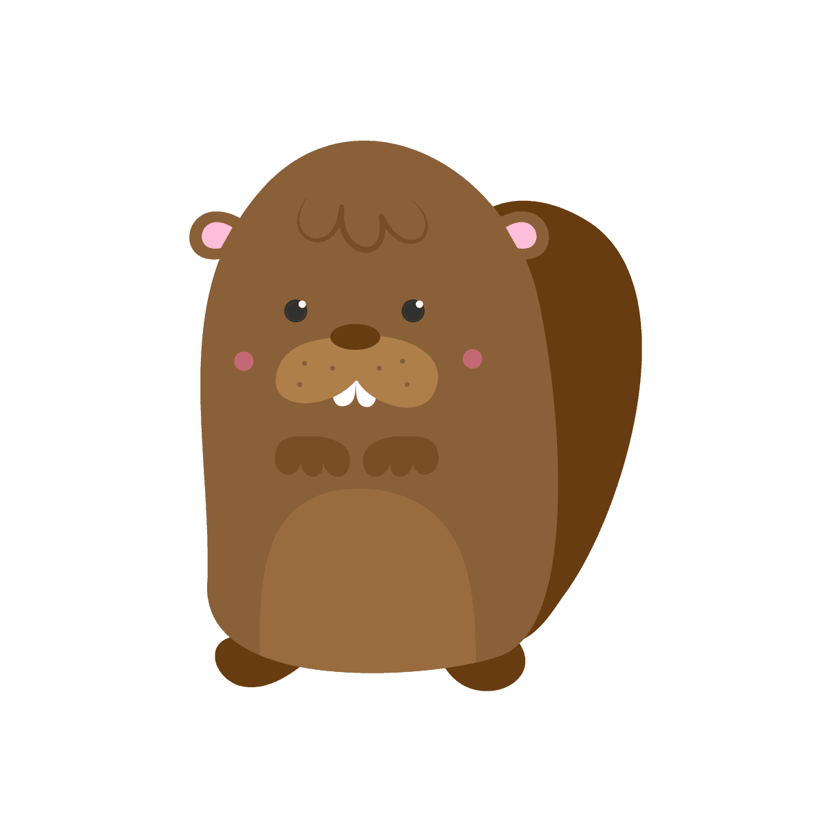 adorable cartoon beaver in warm brown colors