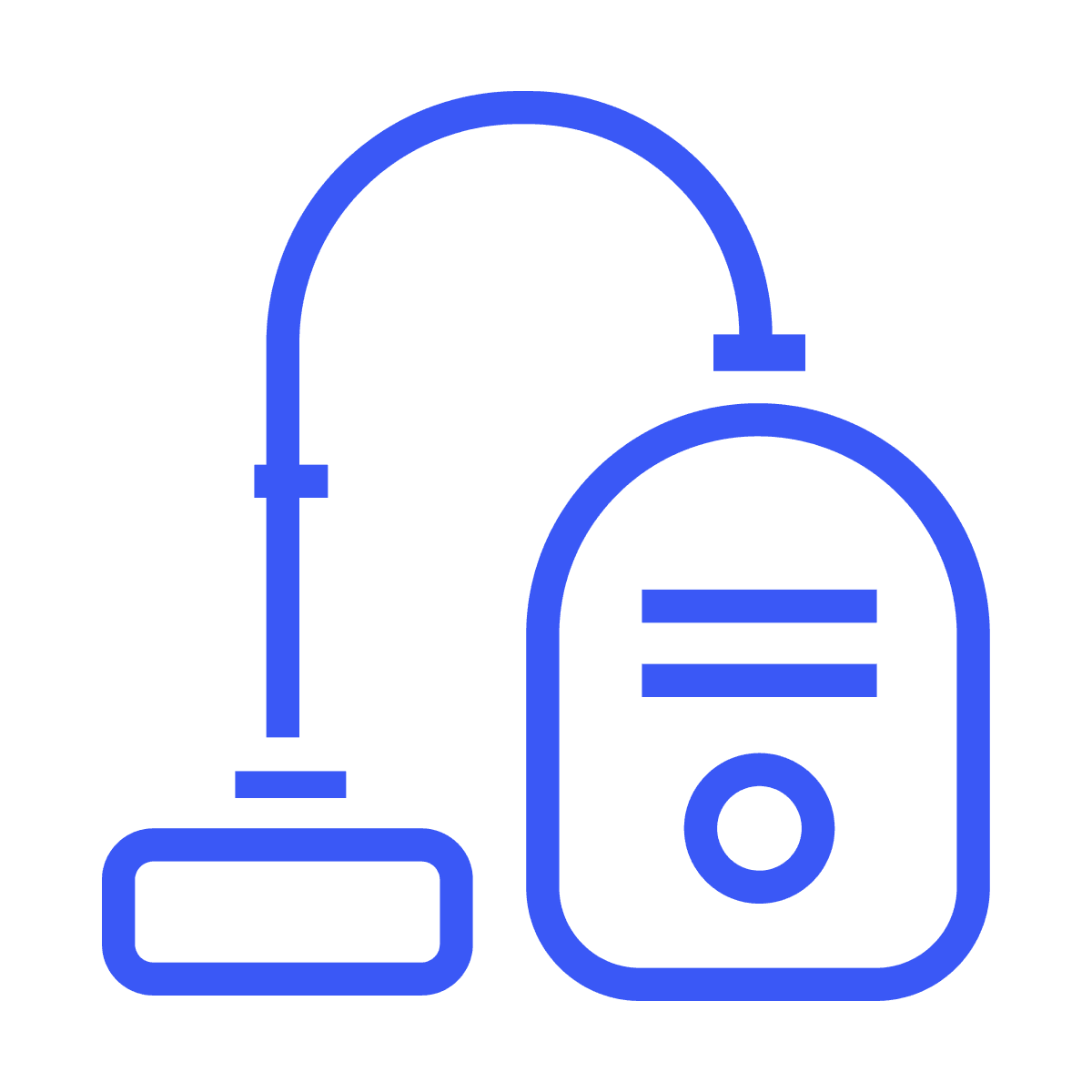 minimalist line art vacuum cleaner icon for efficient household floor cleaning and dust removal in home apps