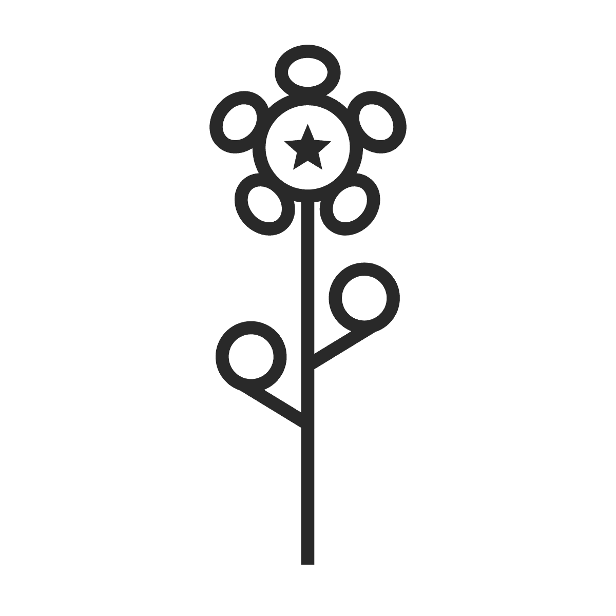 playful bold geometric line art flower icon for modern branding