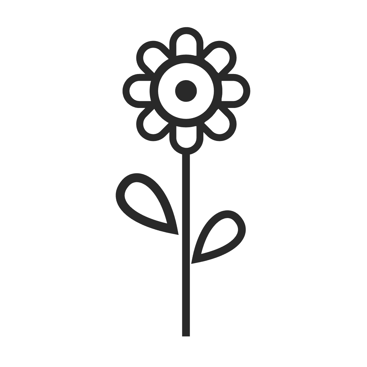 cheerful minimal line art flower icon for nature designs