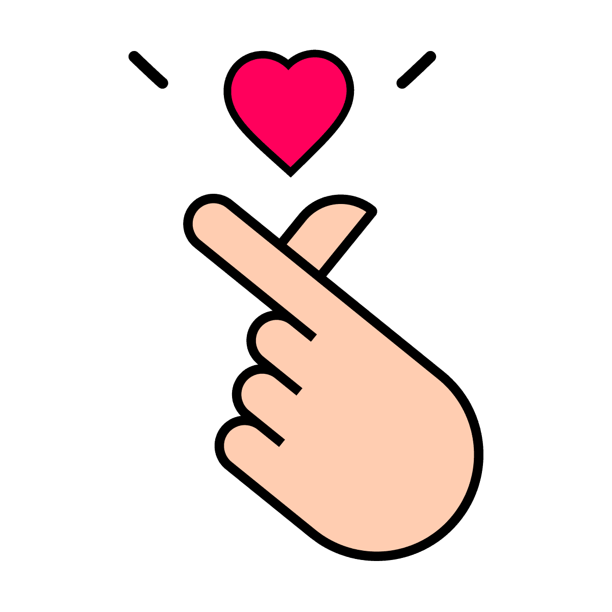 playful minimal line art finger heart icon for social media