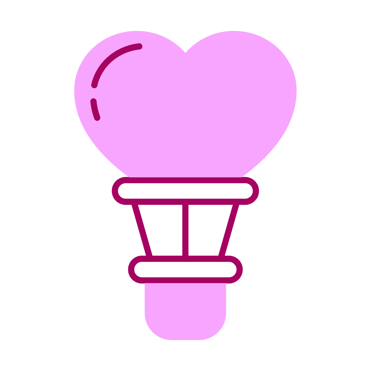 playful heart lightbulb icon in pink