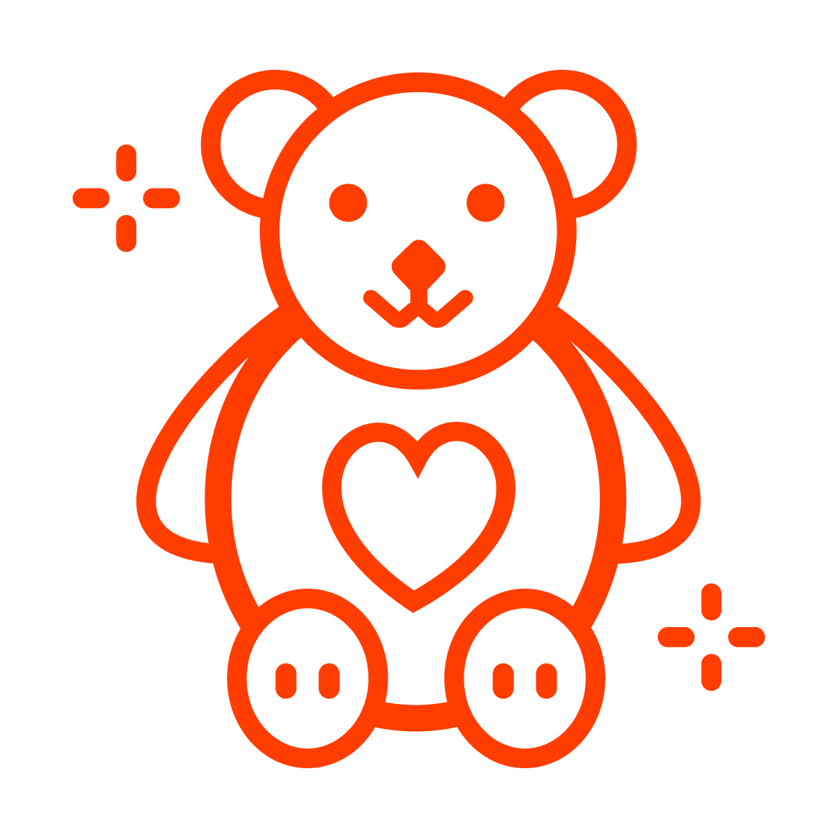 playful teddy bear icon with heart