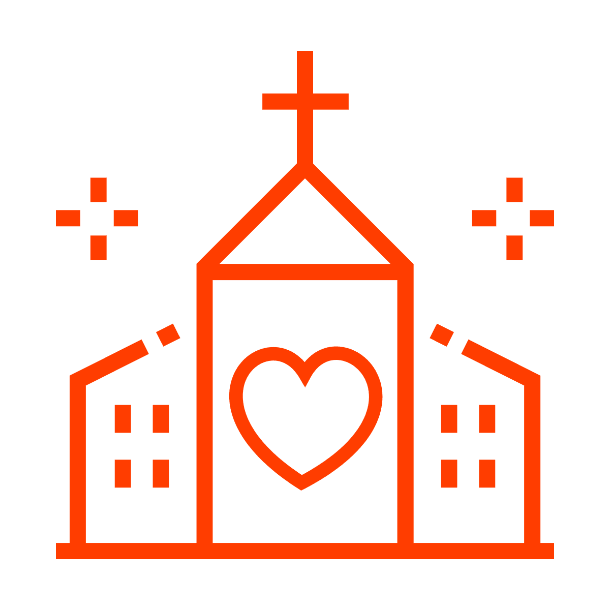minimal church icon with heart for community