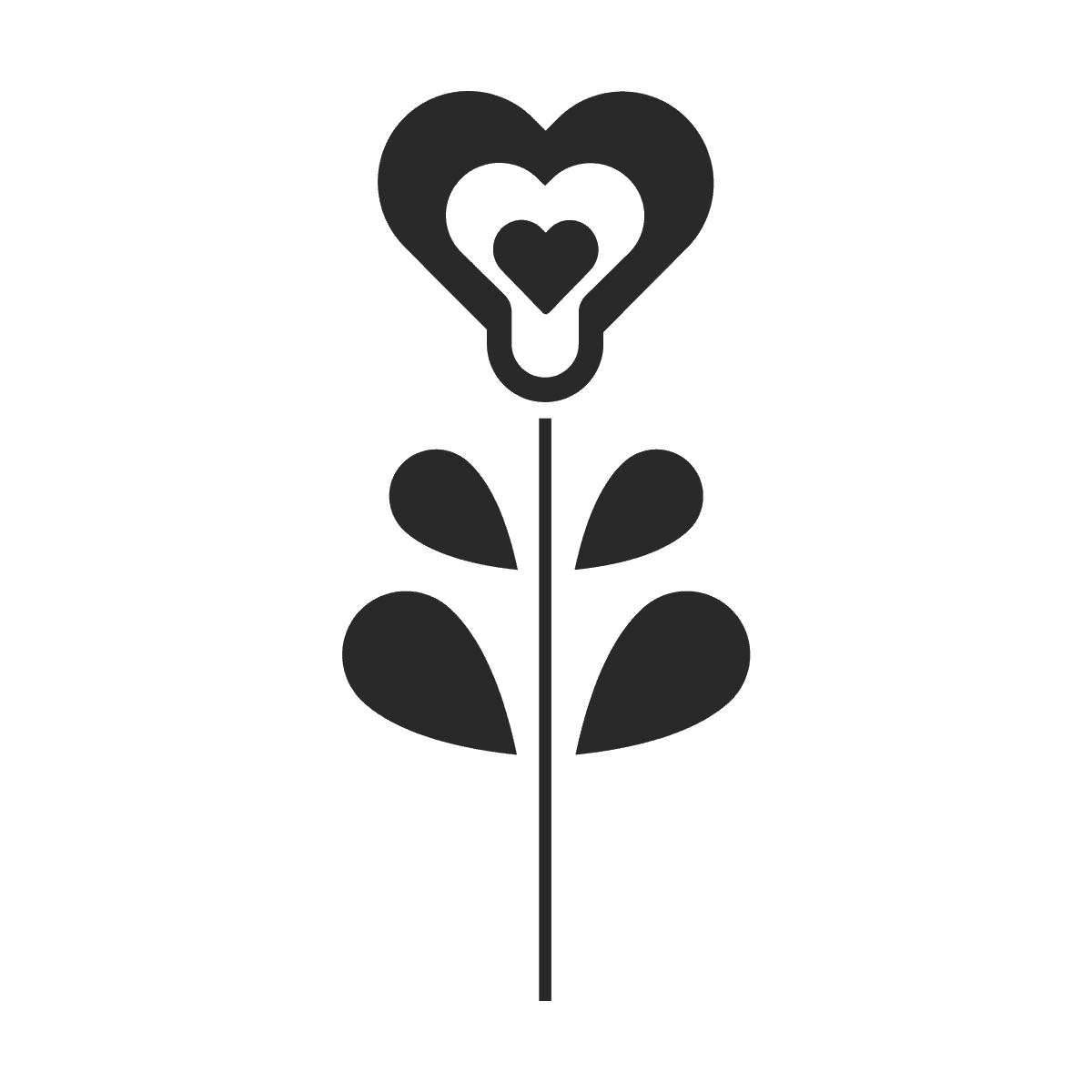 cute minimal heart flower icon for cheerful romantic branding