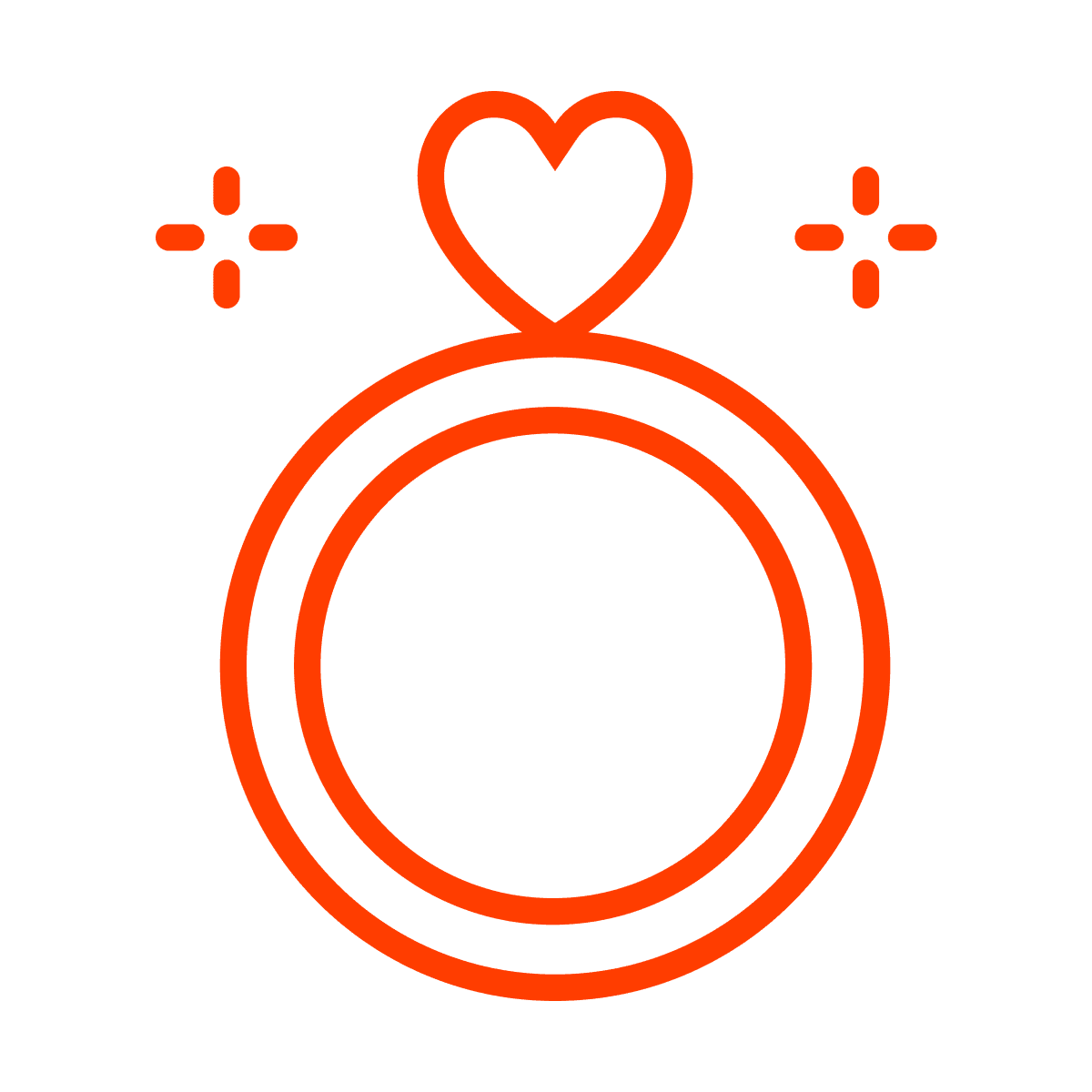 playful heart engagement ring icon