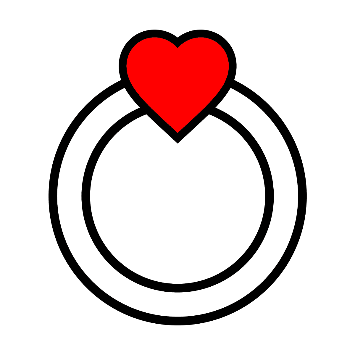 minimal line art heart ring icon for romantic social media posts