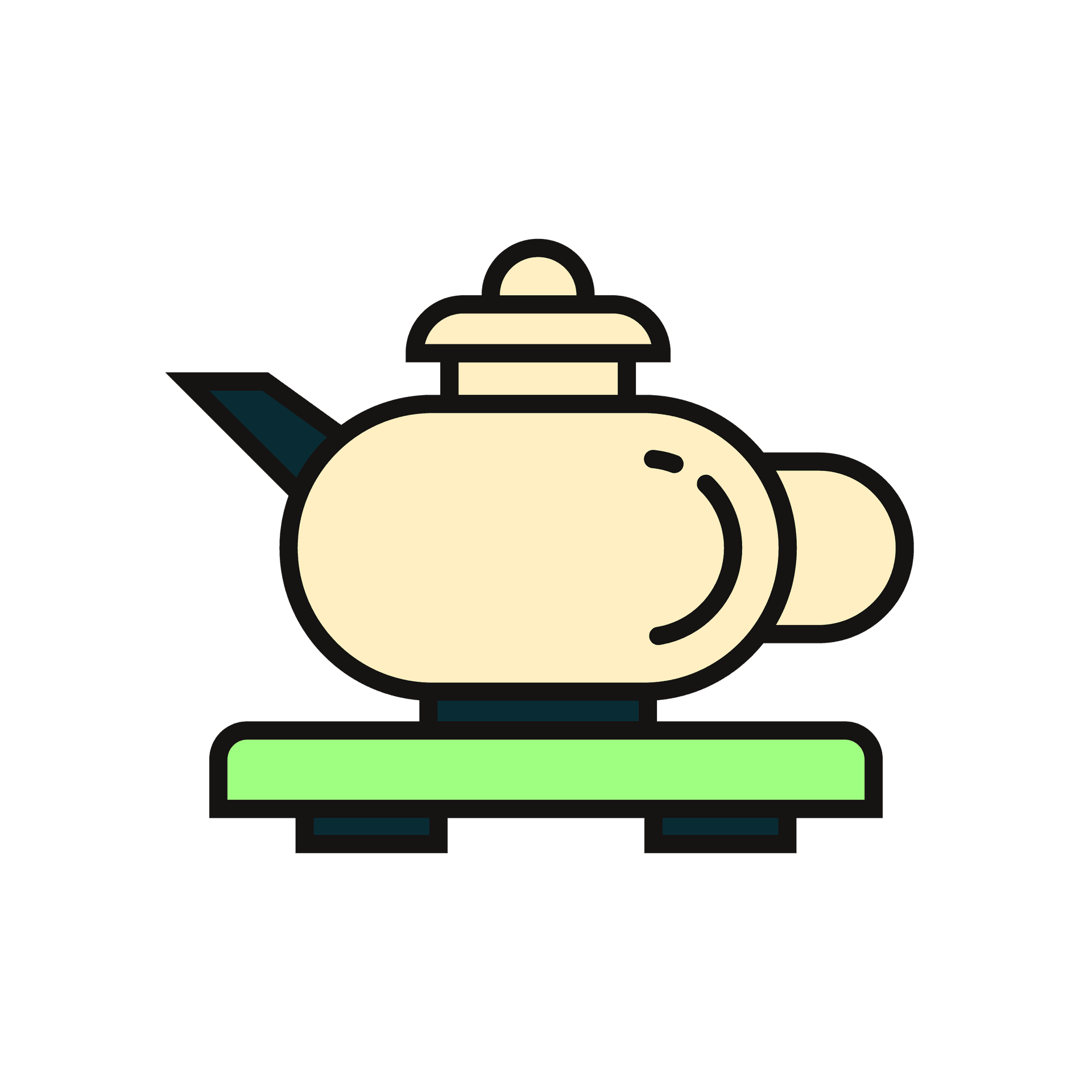 sleek minimal line art teapot icon for beverage branding
