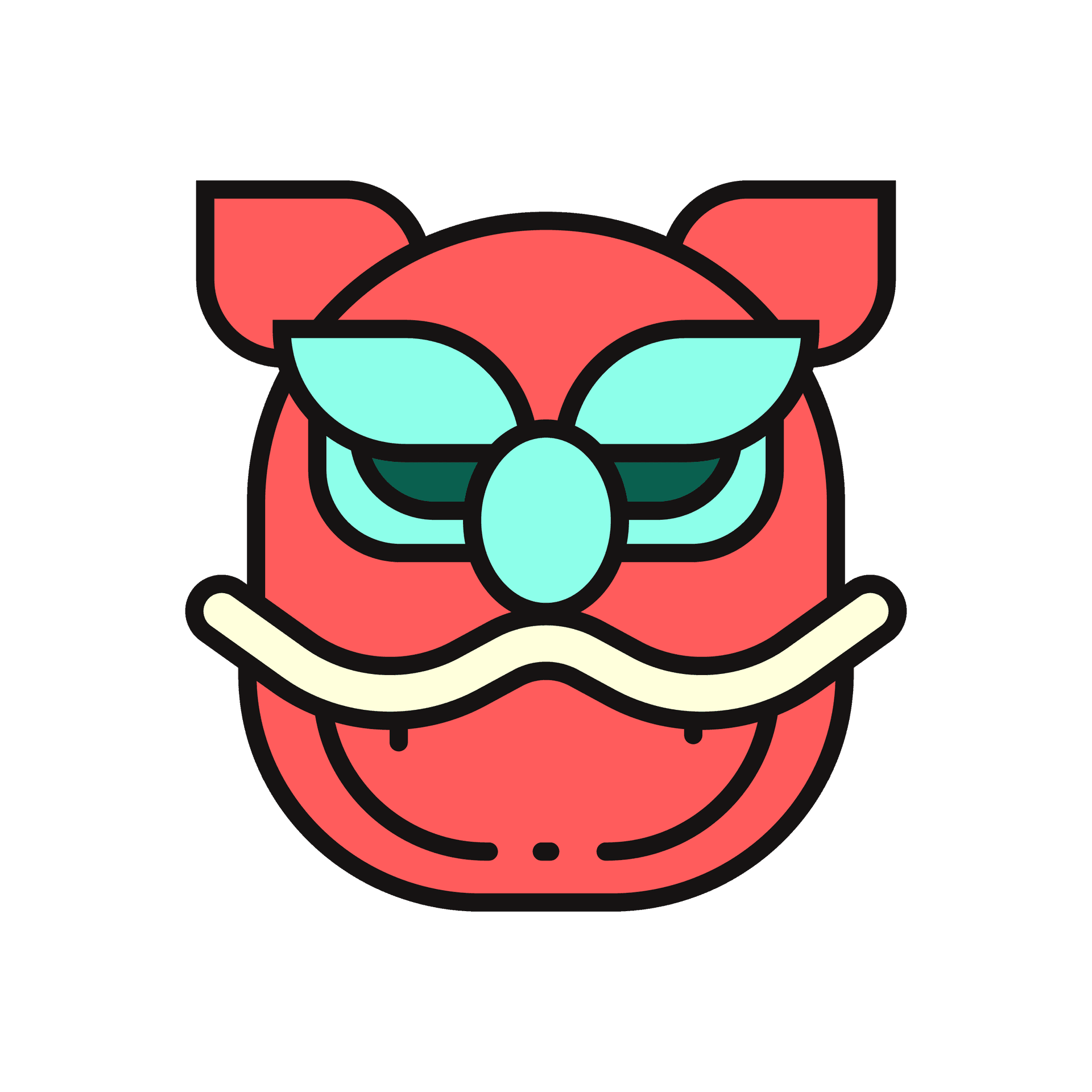 cheerful line art chinese new year lion mask icon for celebrations