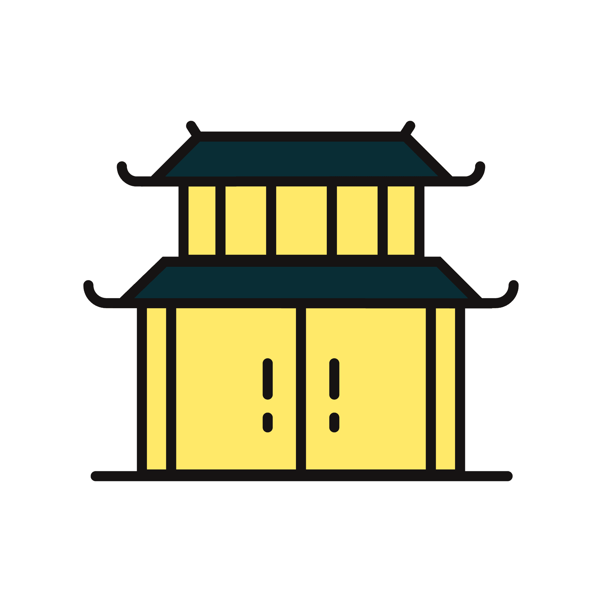 vibrant minimal east asian temple icon for cultural travel design