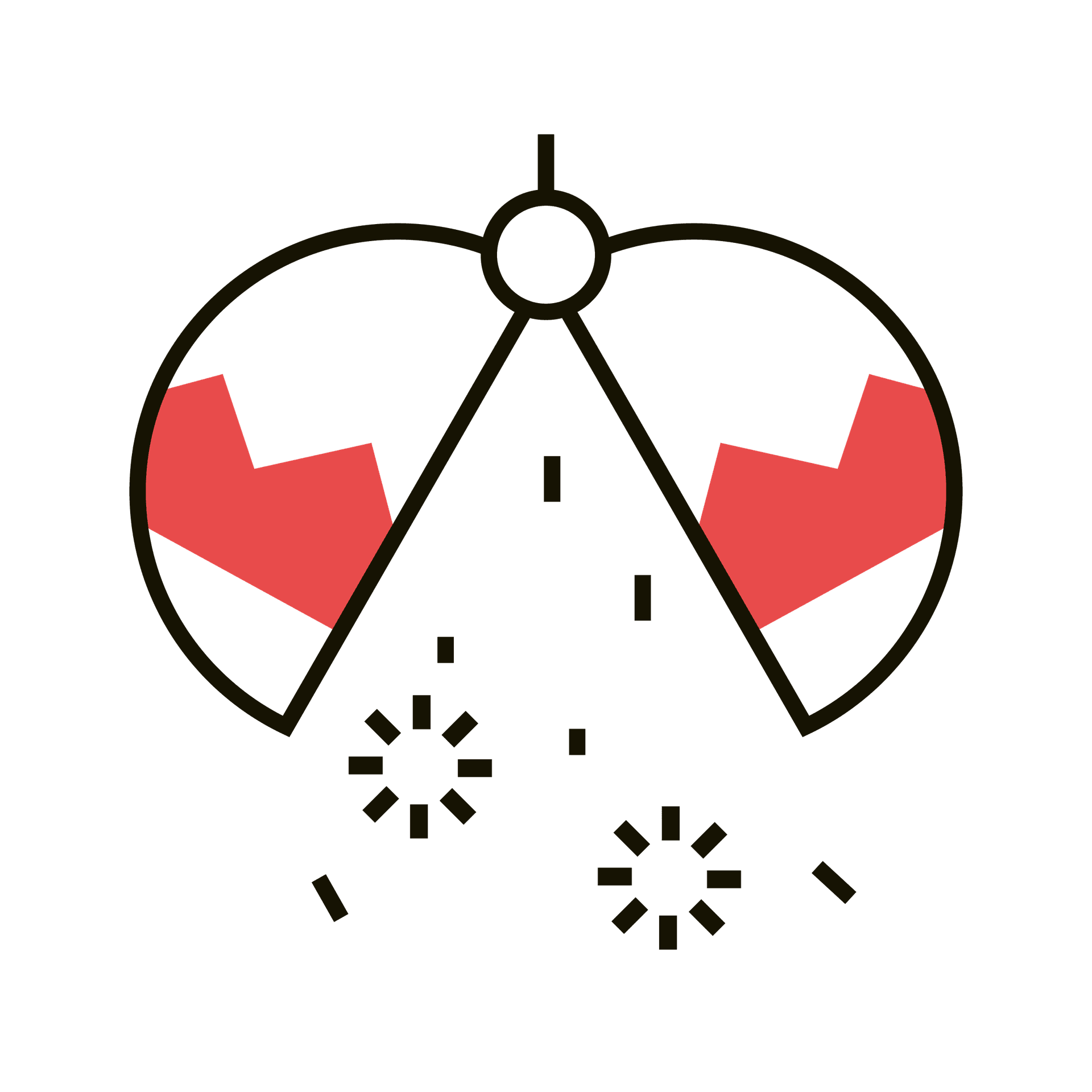 minimalist balance scale icon with red accents