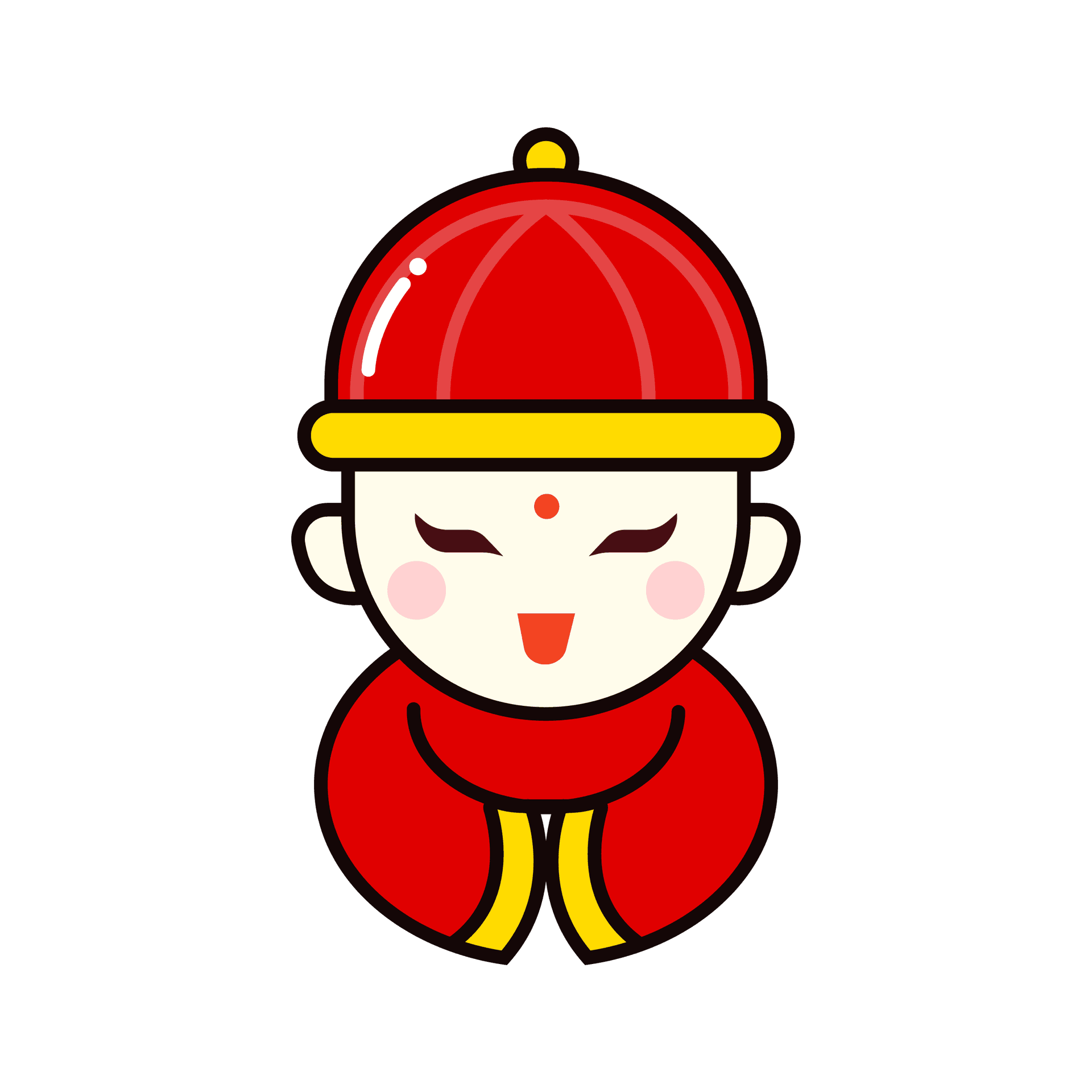 cute winter kid icon in red and yellow