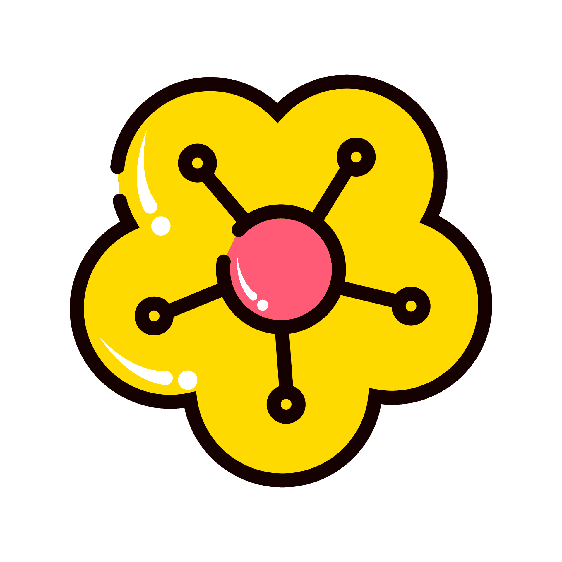 playful yellow flower icon with pink center