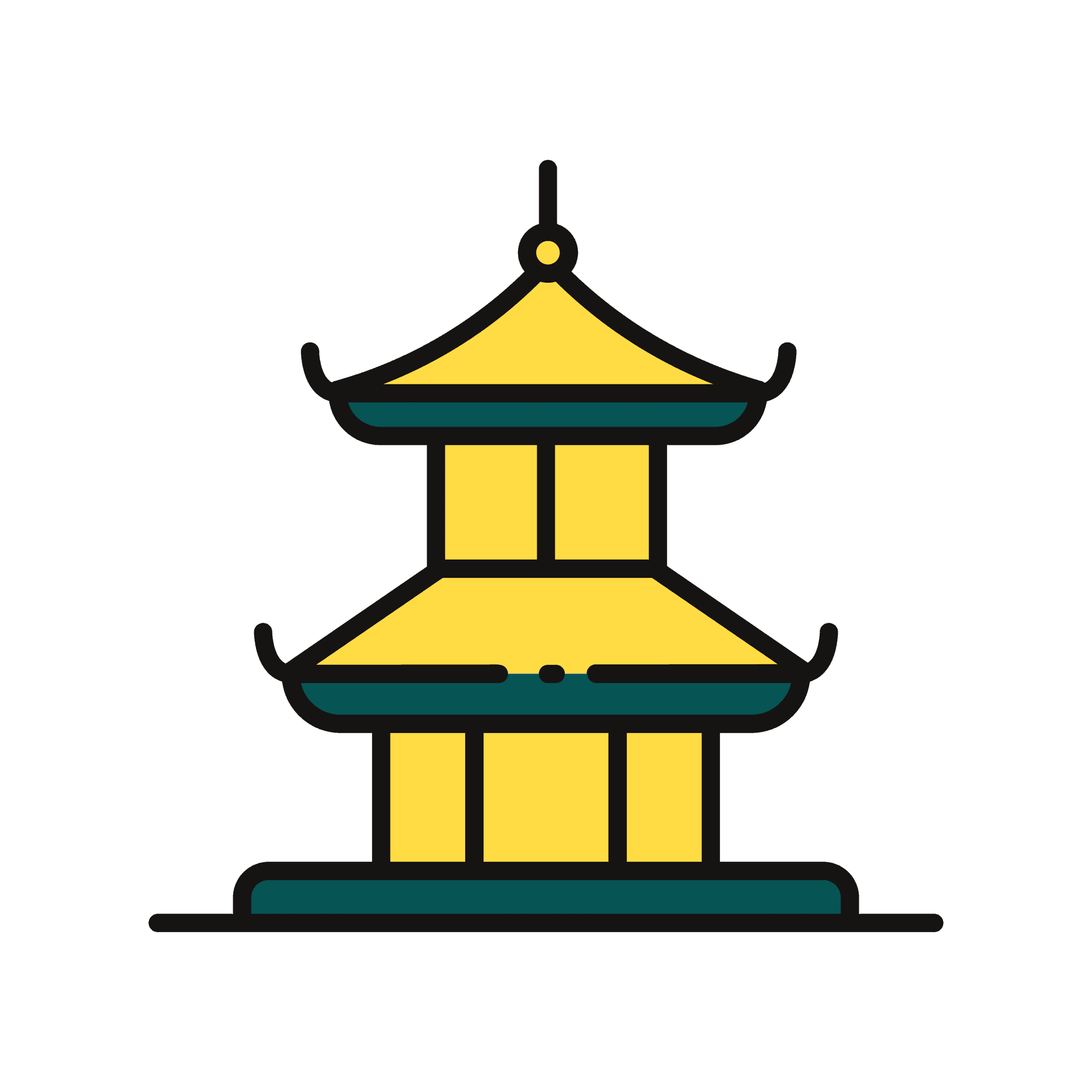 minimal line art pagoda icon for asian travel branding