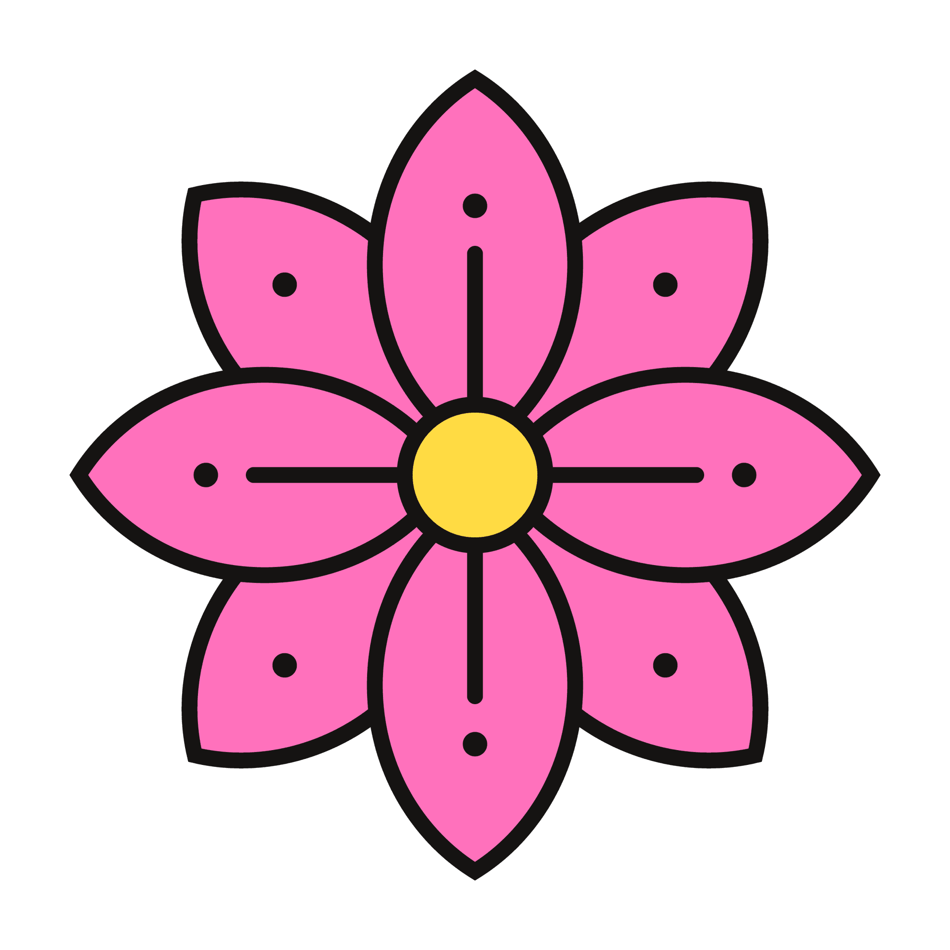 vibrant geometric line art flower icon for playful branding