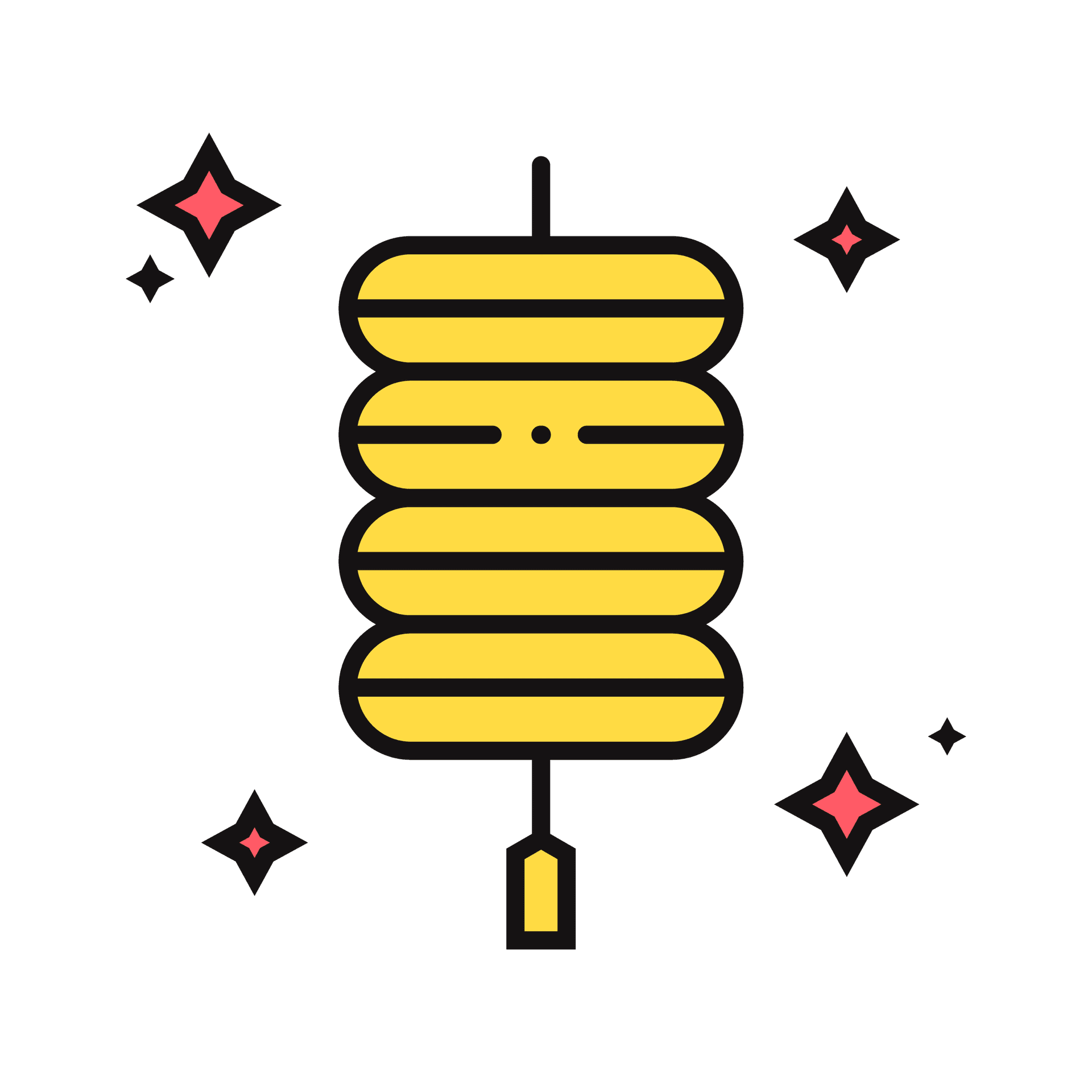 playful minimal line art lantern icon for holiday celebrations