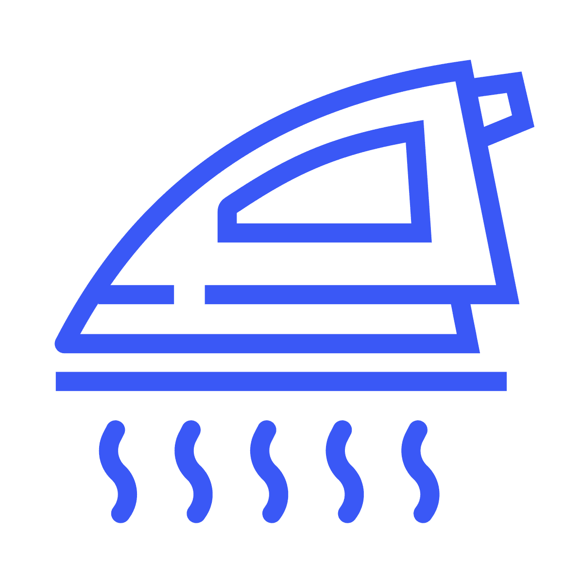 minimalist outline steam iron icon for garment care and wrinkle removal in household applications