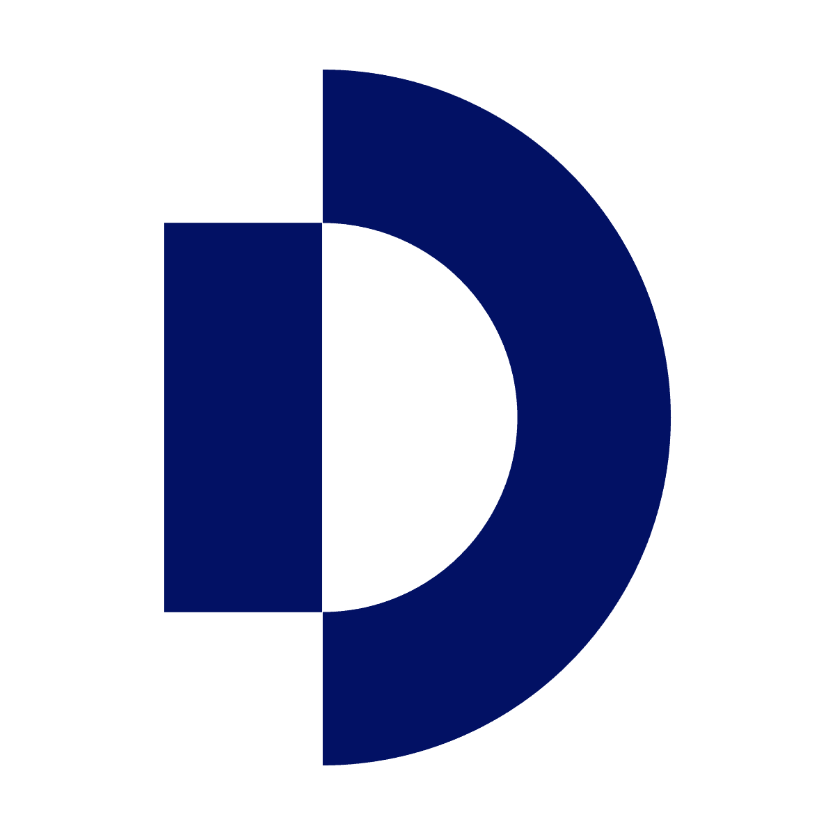 geometric rectangle and semicircle letter d logo blue with checkered detail for brand identity