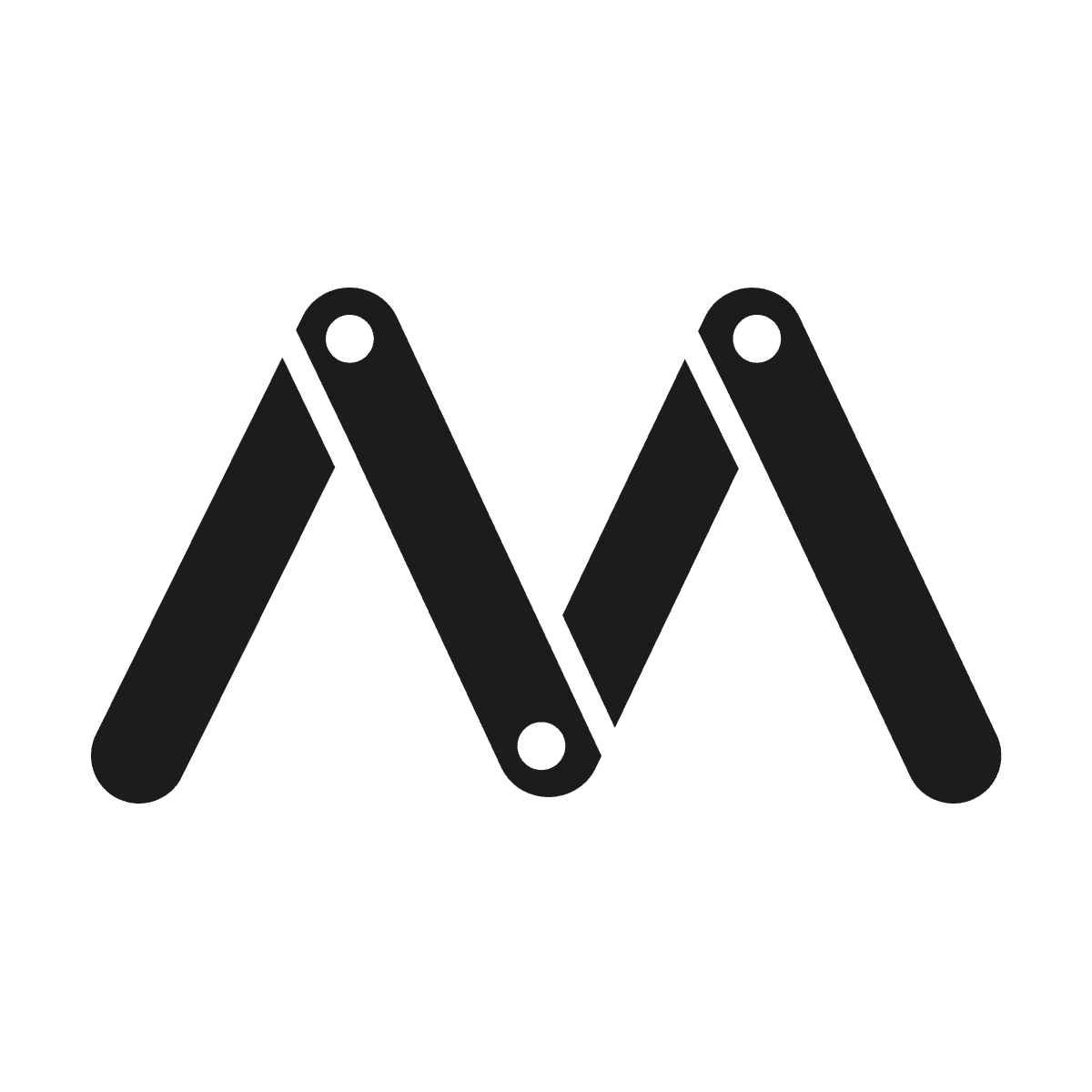 connected bars letter m logo vector on gray background