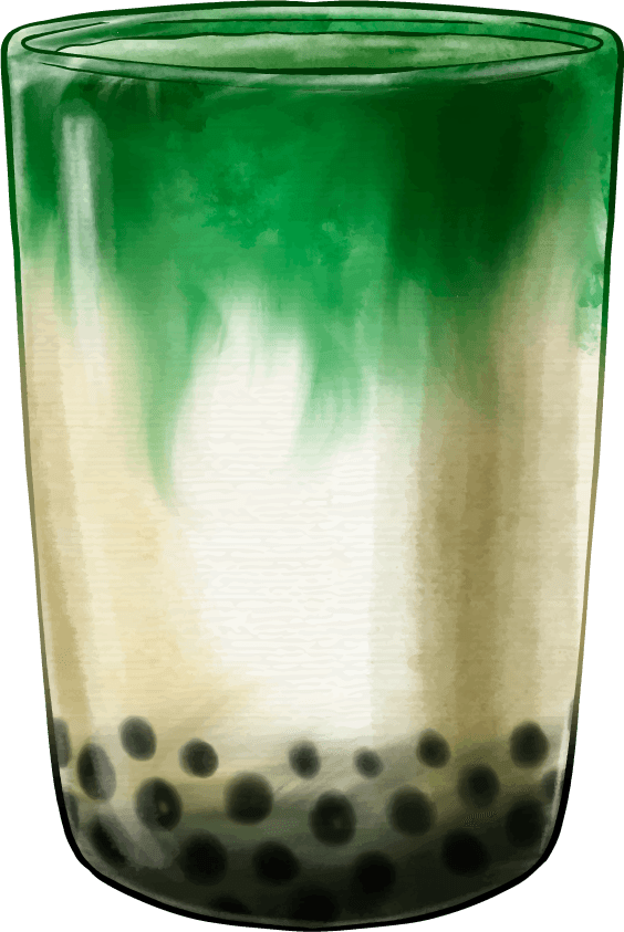 hand-drawn green tea varieties match sketch