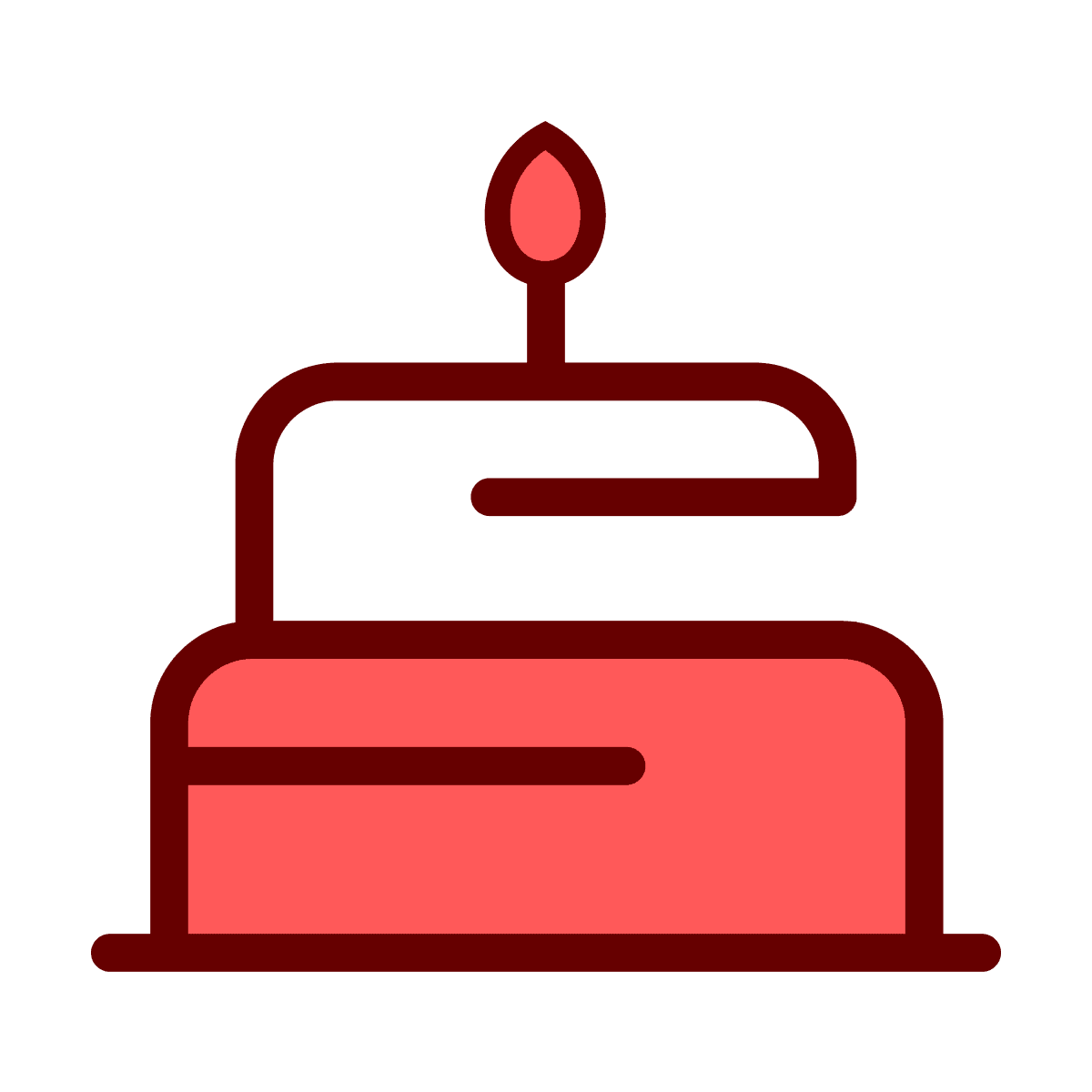 flat vector icon of a birthday cake with candle for festive celebrations