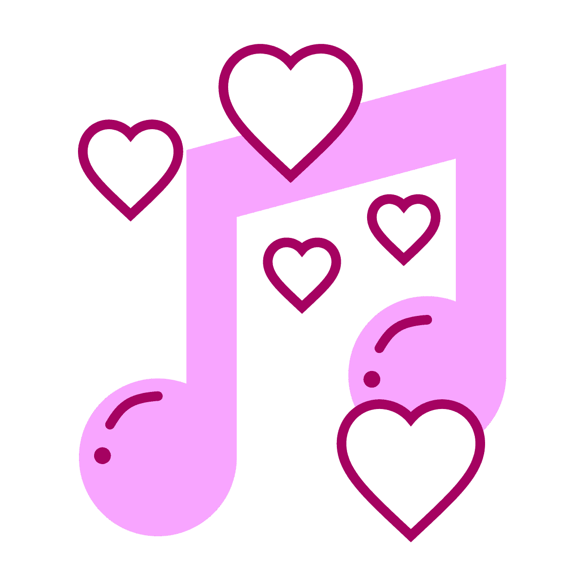 playful music note icon with hearts