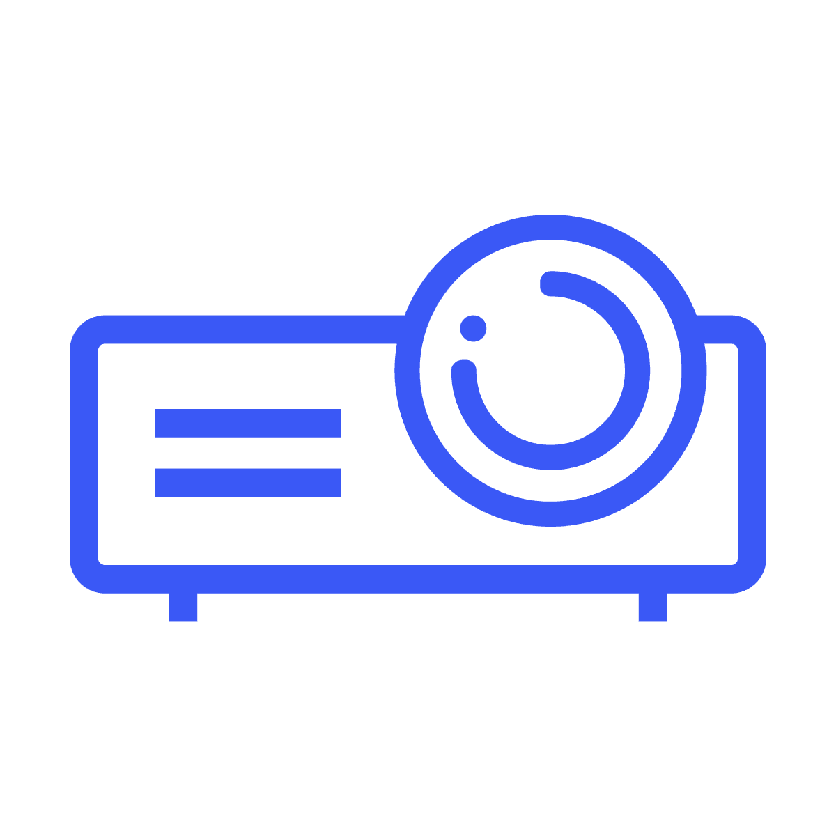 simple outline projector icon for screen display and presentation in minimalist line art style for apps