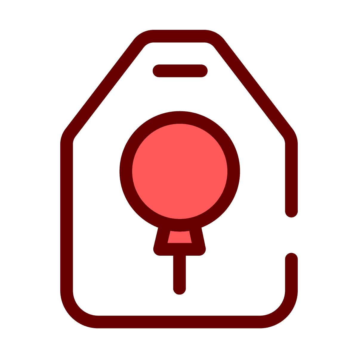 flat icon of a celebration balloon inside a tag or frame