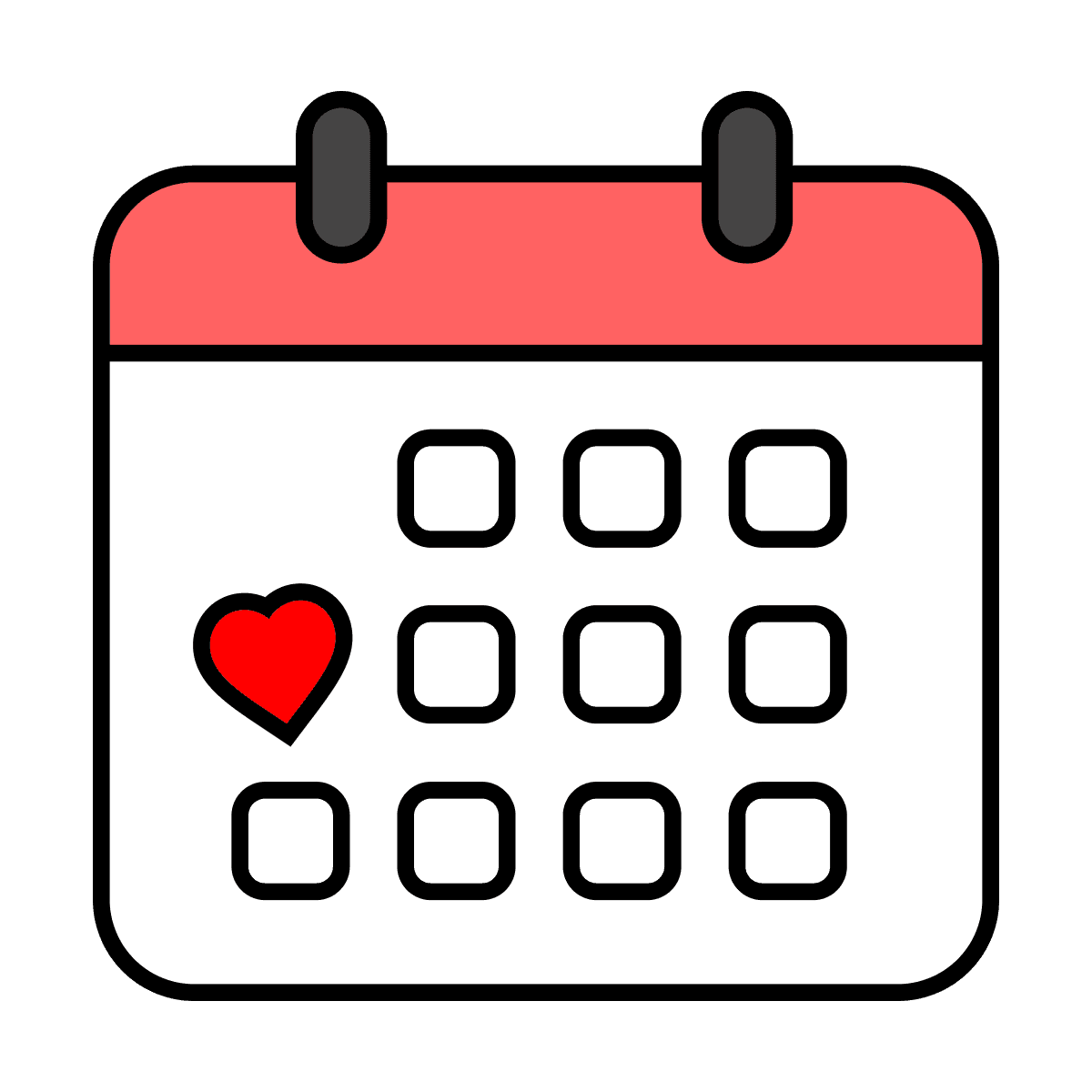 minimal line art calendar icon with heart for romantic events