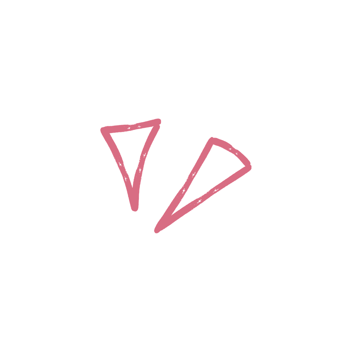 simple flat element of two pink triangles, a basic geometric shape