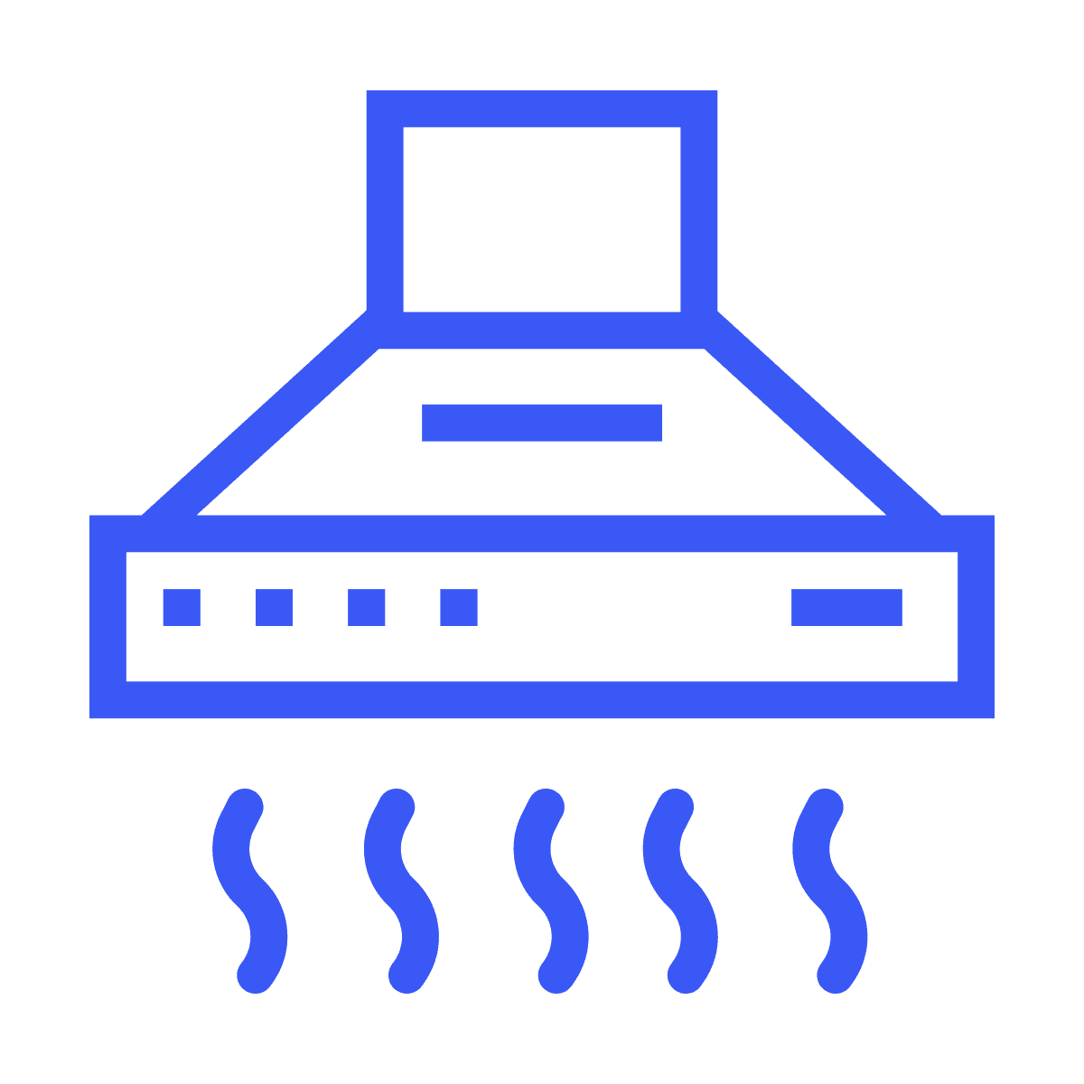 line icon representing a kitchen range hood extractor fan appliance in simple blue