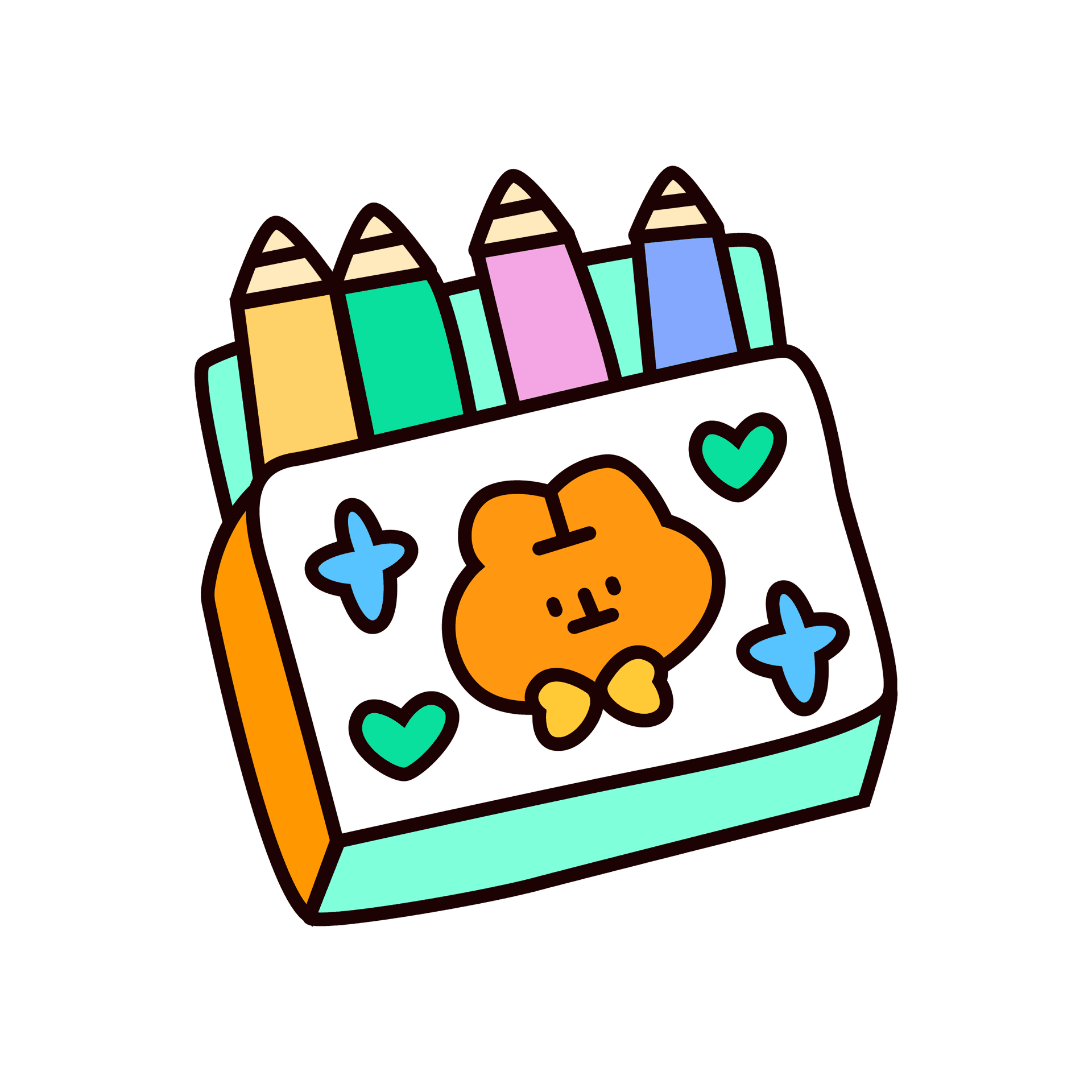 playful cute box of pencils sticker design