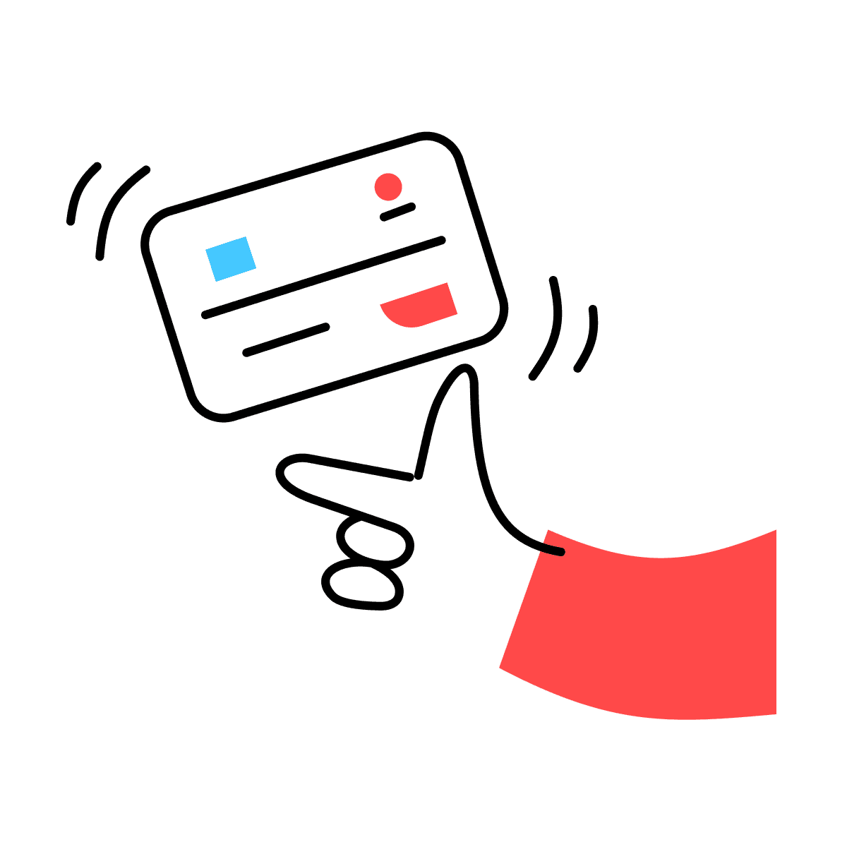 playful line art credit card payment icon