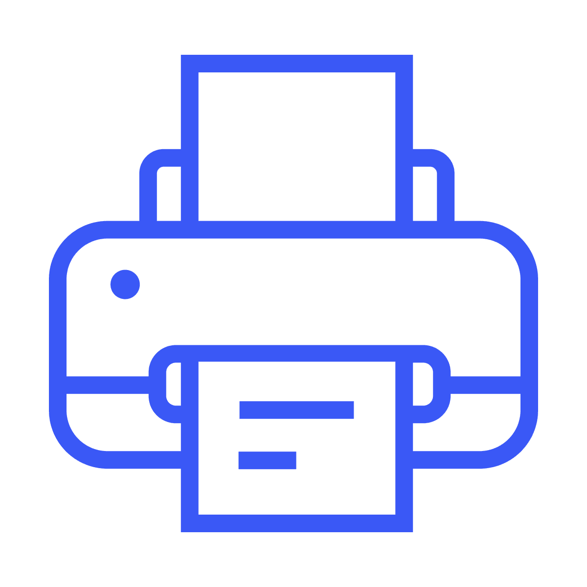 simple outline printer icon for document printing and output in minimalist line art style for ui