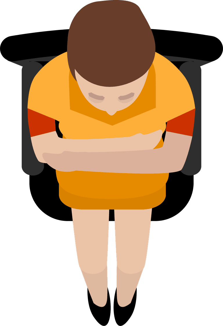 sitting people top view in casual attire with relaxed posture for illustration
