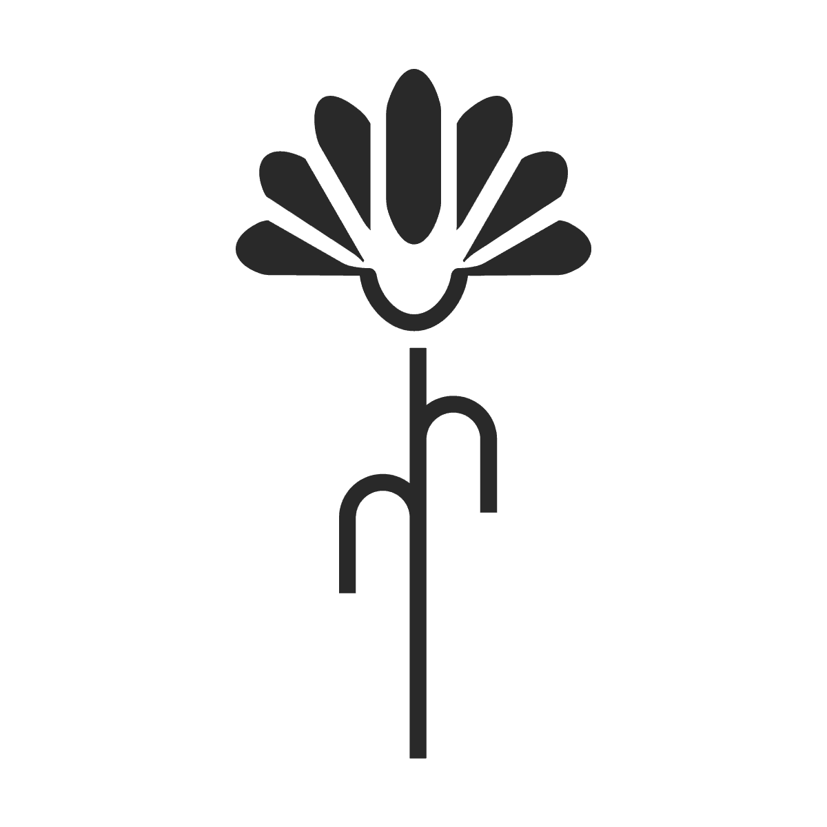 modern minimal geometric flower icon in a sleek monochrome style