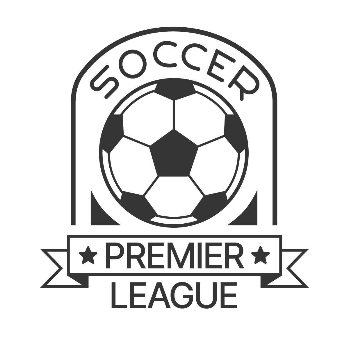 football sport emblem logo featuring a shield and league banner with stars