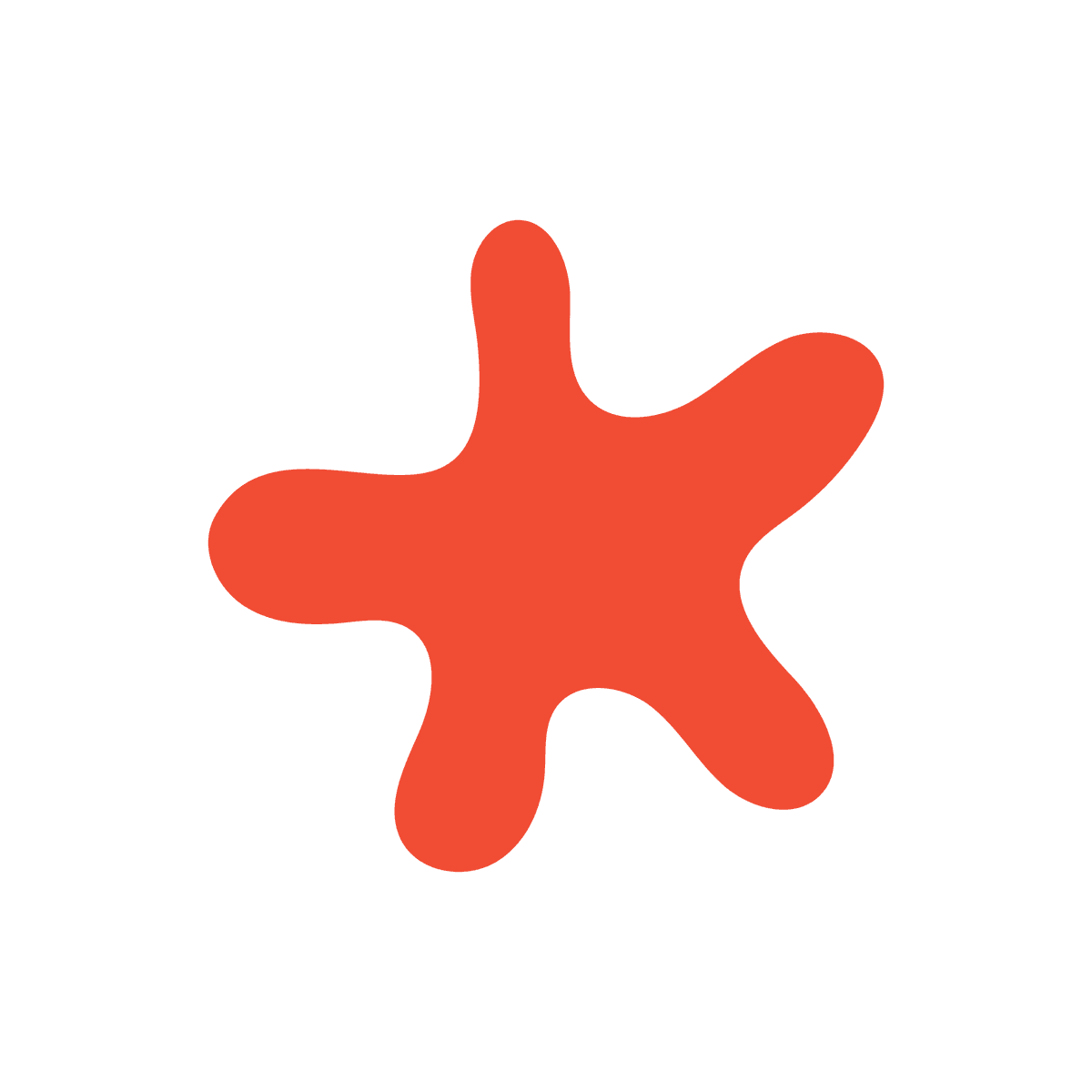abstract shape element resembling an organic starfish or blob in a red color