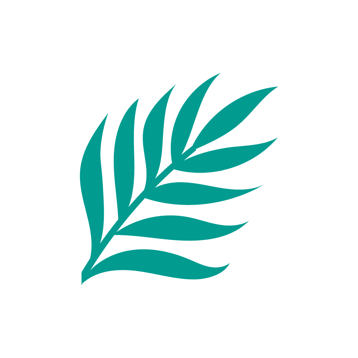 illustration element featuring a single botanical branch with leaves in a blue color for decoration