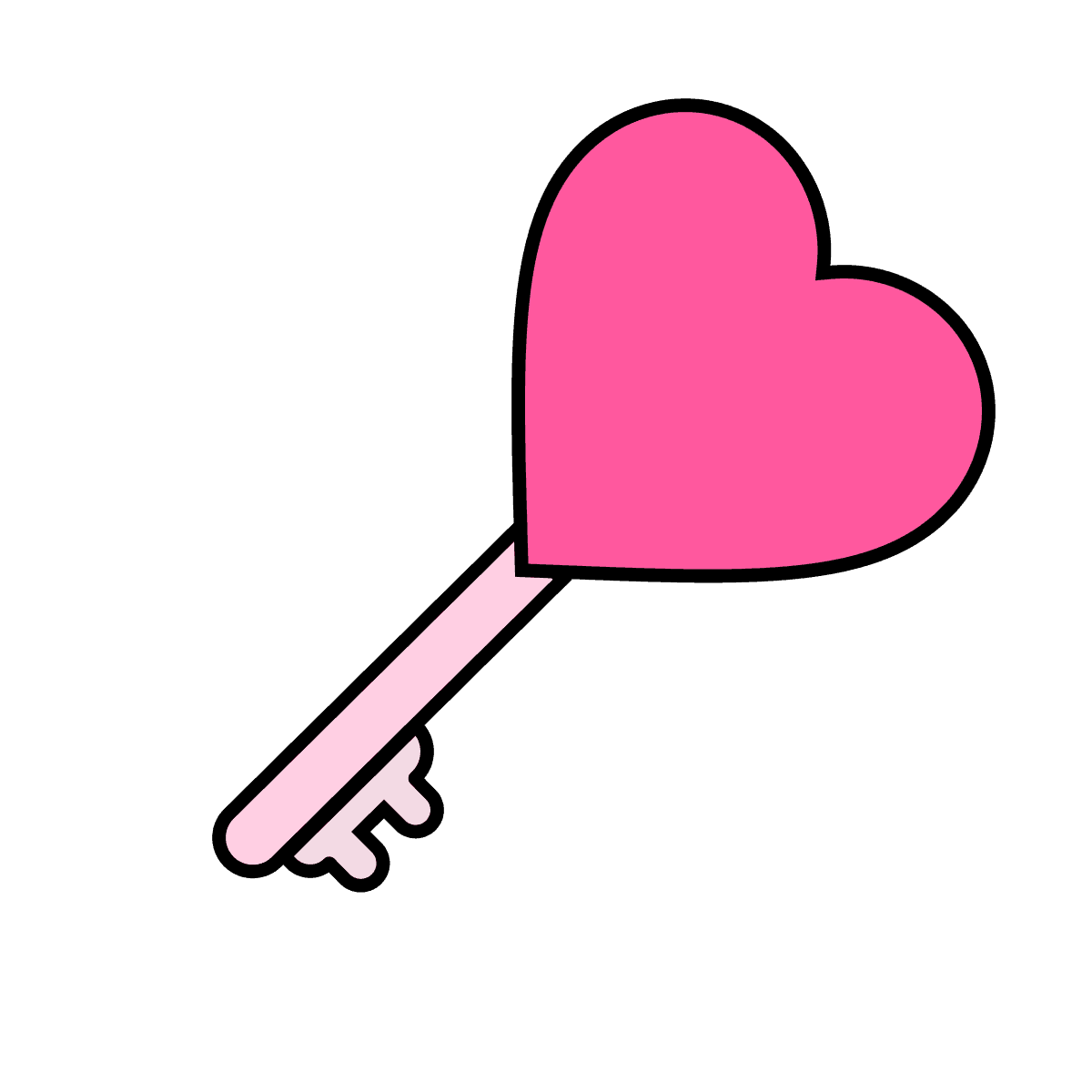 playful pink heart key icon for cute romantic designs