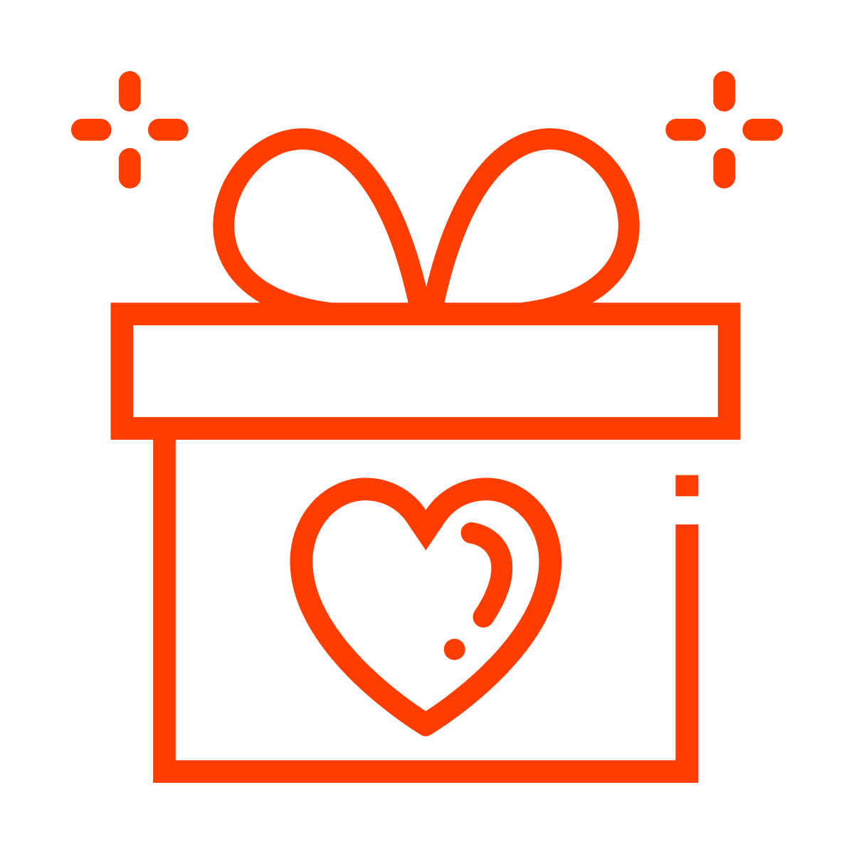 playful heart gift icon for holiday season