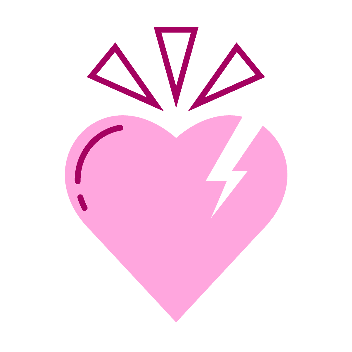 broken heart icon with electric spark