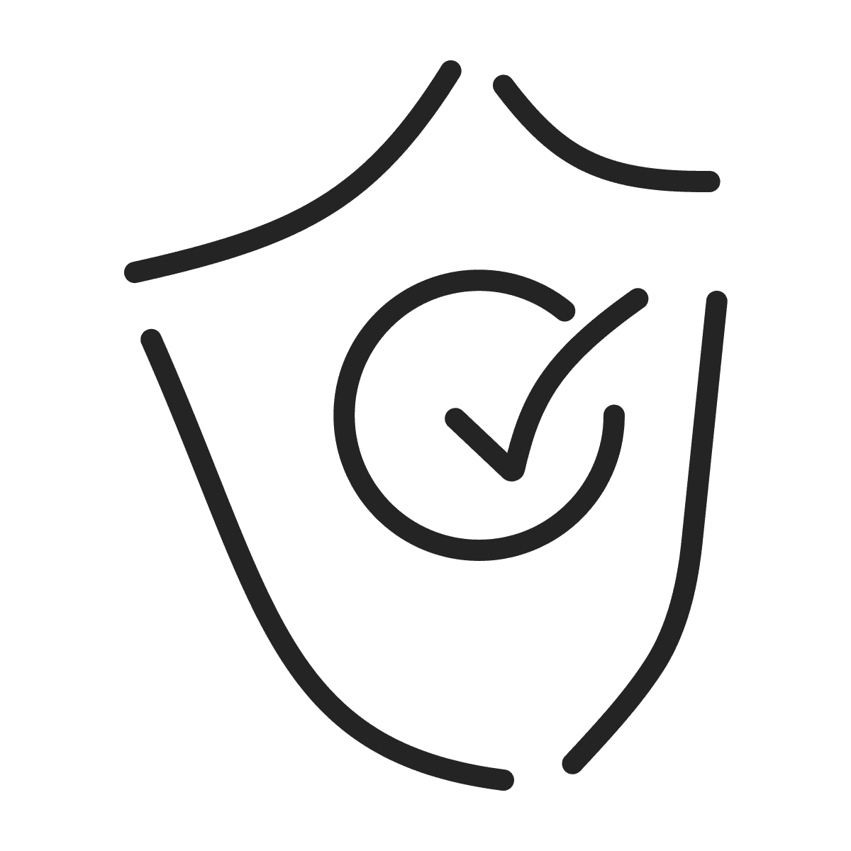 minimalist shield icon with checkmark