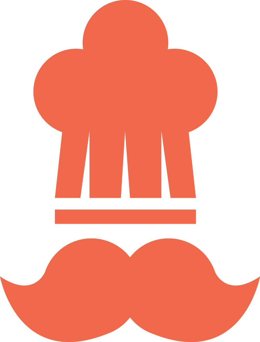 vintage badge label vector featuring a chef hat and mustache for culinary themes